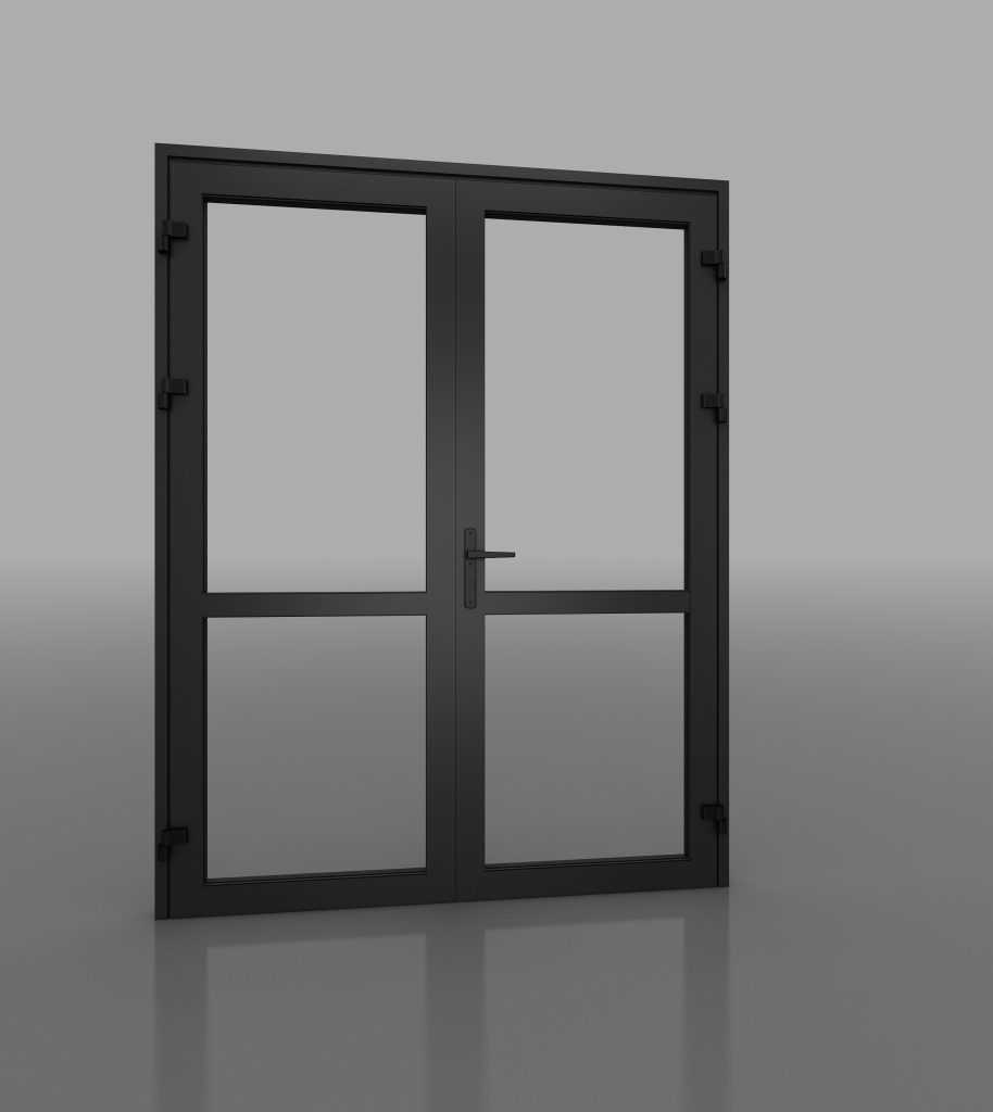 Two-sash outward swing doors